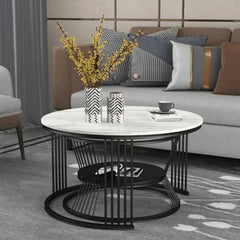 Metal Twist Stylish Look Round Wrought Iron Coffee Table Set of 2
