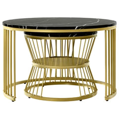 Metal Twist Stylish Look Round Wrought Iron Coffee Table Set of 2