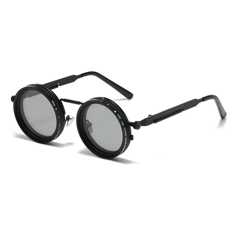 Metal Twist - Retro Round Steampunk ND Dimming Sunglasses