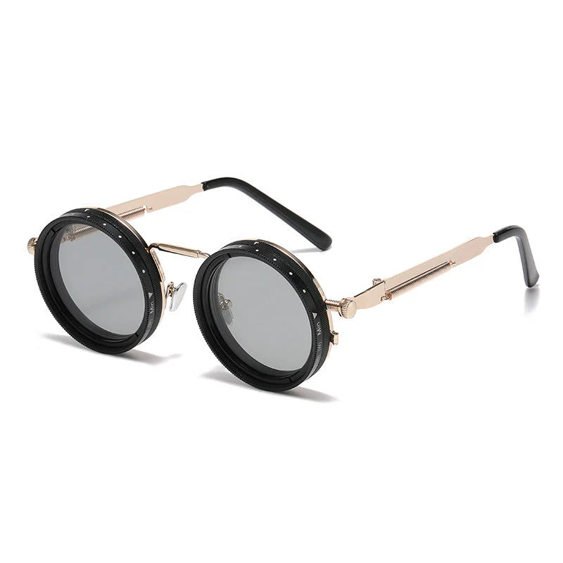 Metal Twist - Retro Round Steampunk ND Dimming Sunglasses