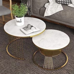 Metal Twist Stylish Look Round Wrought Iron Coffee Table Set of 2