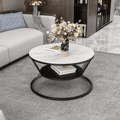 Metal Twist Stylish Look Round Wrought Iron Coffee Table Set of 2