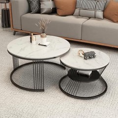 Metal Twist Stylish Look Round Wrought Iron Coffee Table Set of 2