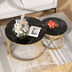 Metal Twist Stylish Look Round Wrought Iron Coffee Table Set of 2