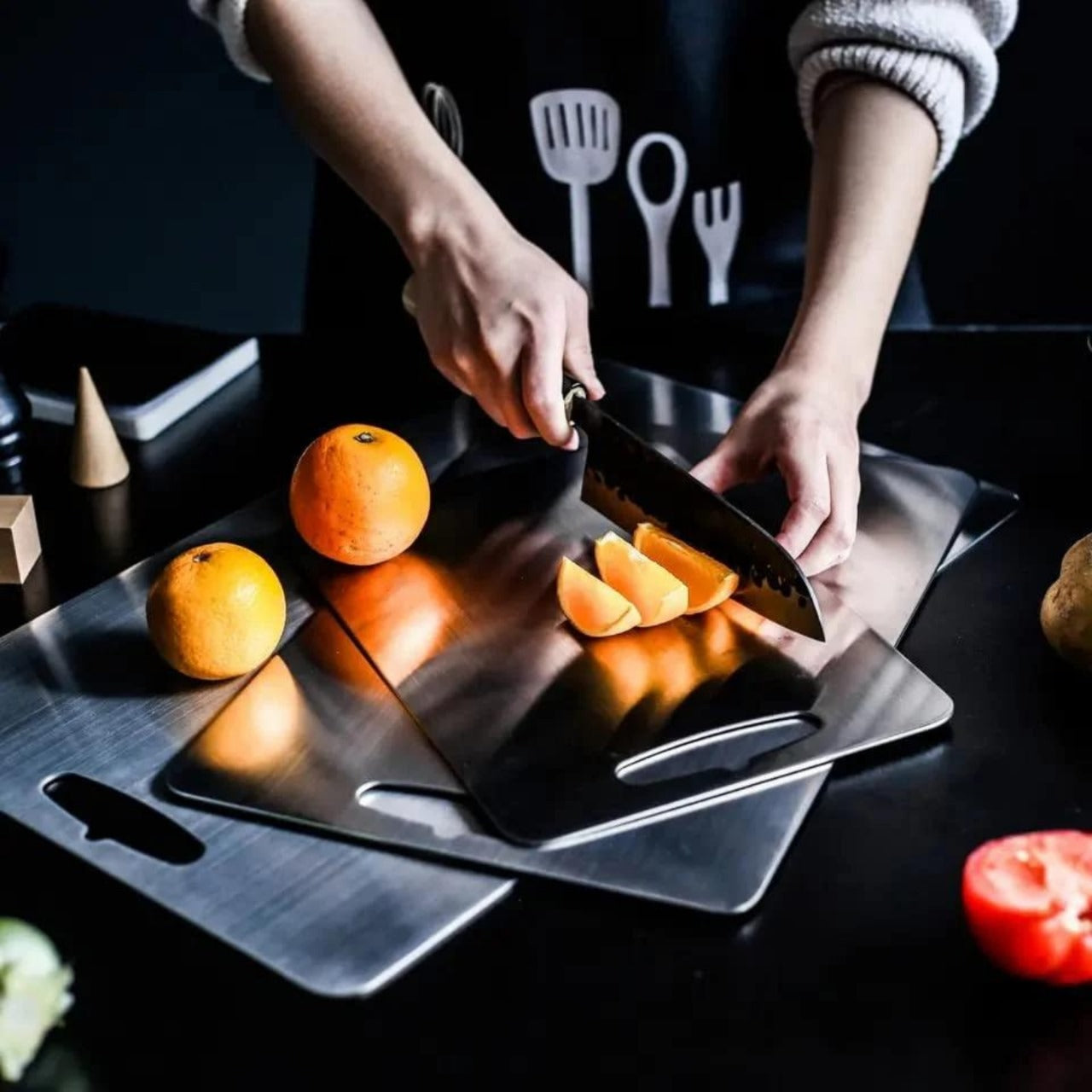 Premium Stainless Steel Kitchen Chopping Board Size Medium (35 x 31 cm)