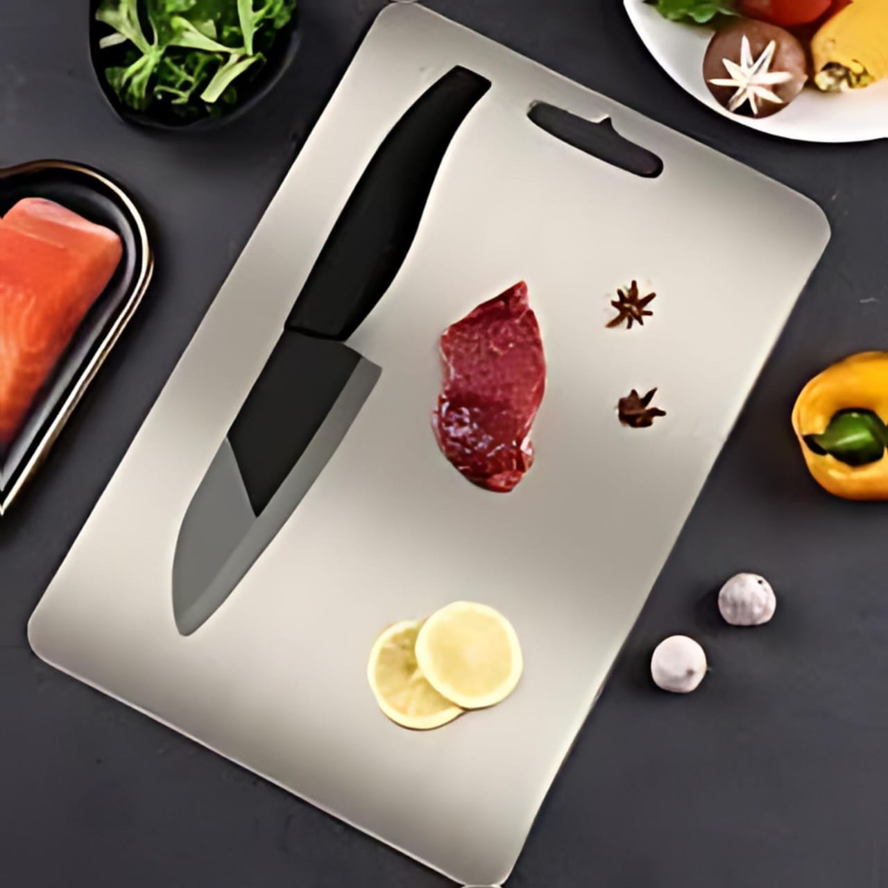 Premium Stainless Steel Kitchen Chopping Board Size Medium (35 x 31 cm)